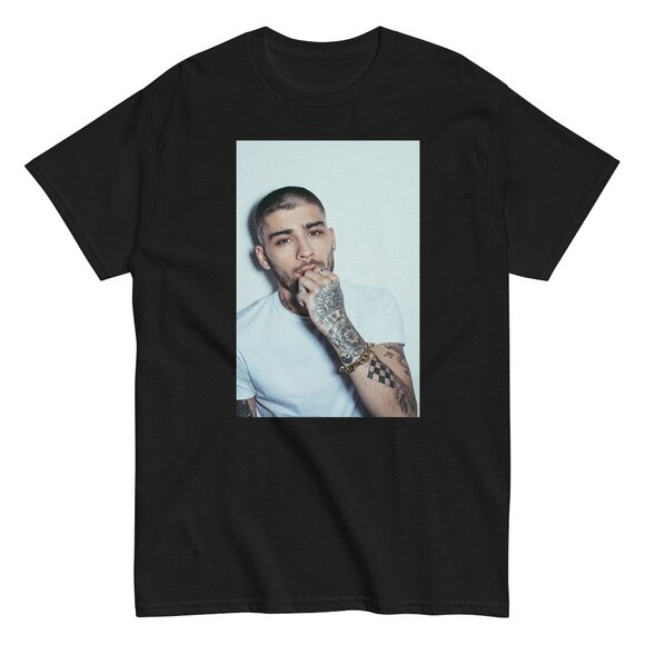 Zayn White on White Photo Mens T Shirt Black - Picture 1 of 1